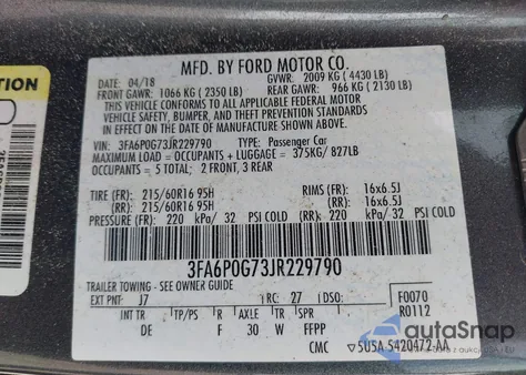 2018 Ford Fusion S from USA, damaged, VIN 3FA6P0G73JR229790